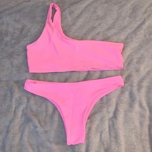 Pink One Sleeve Bikini